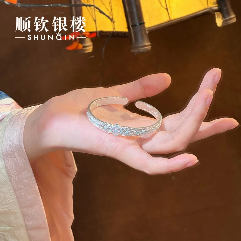 顺钦银楼 足银珐琅手镯 【初環手镯】足银999.9描金珐琅重工