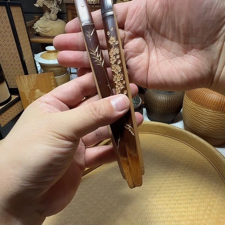 竹敏竹雕茶夹老竹制作