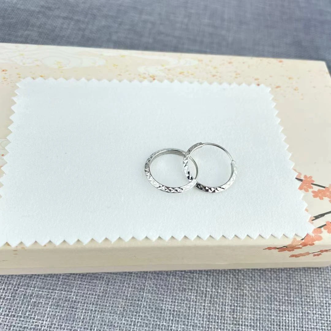 PT950 铂金耳饰  车花耳圈 简约百搭 内径约1.5cm S 11013