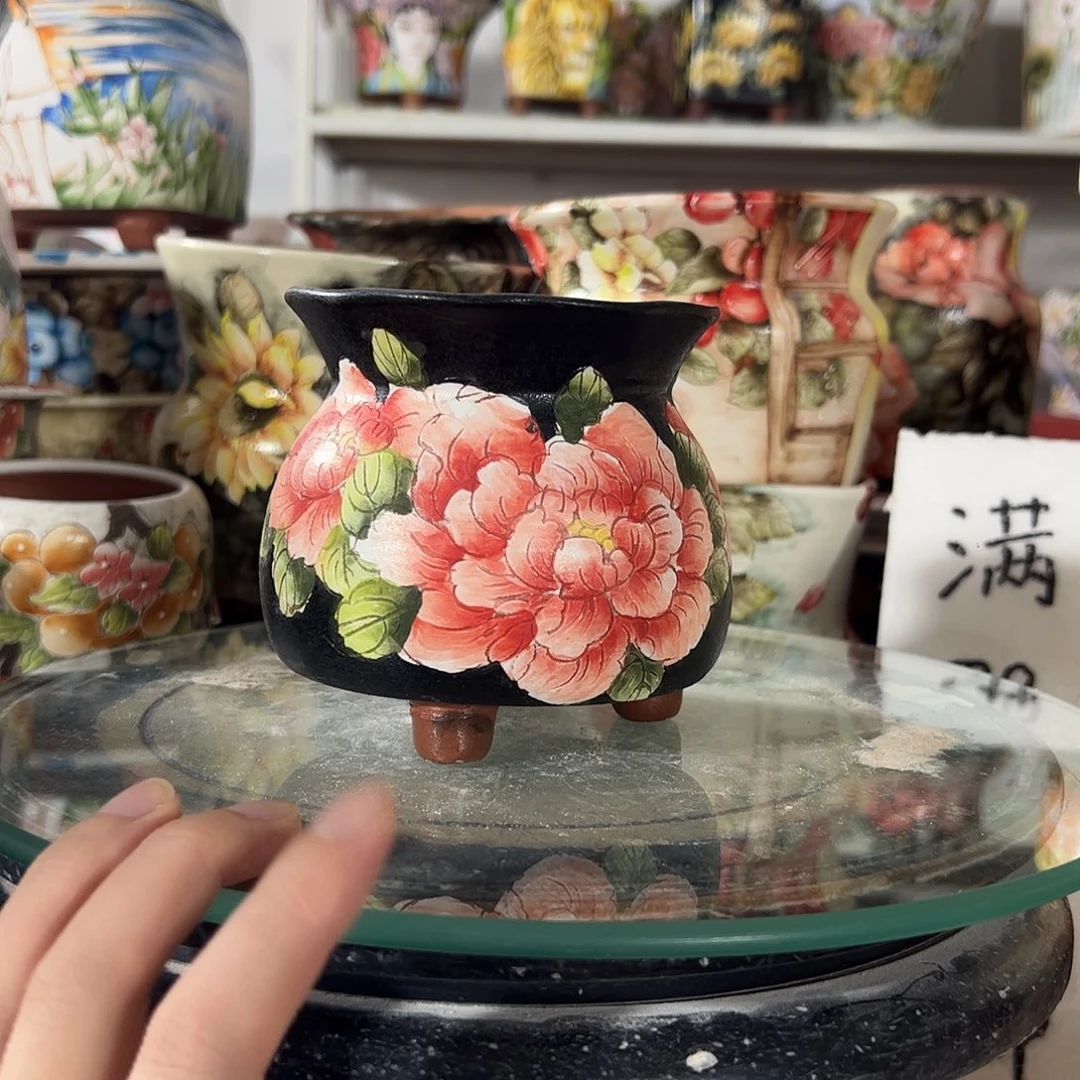 景德镇手绘花盆幸运花盆