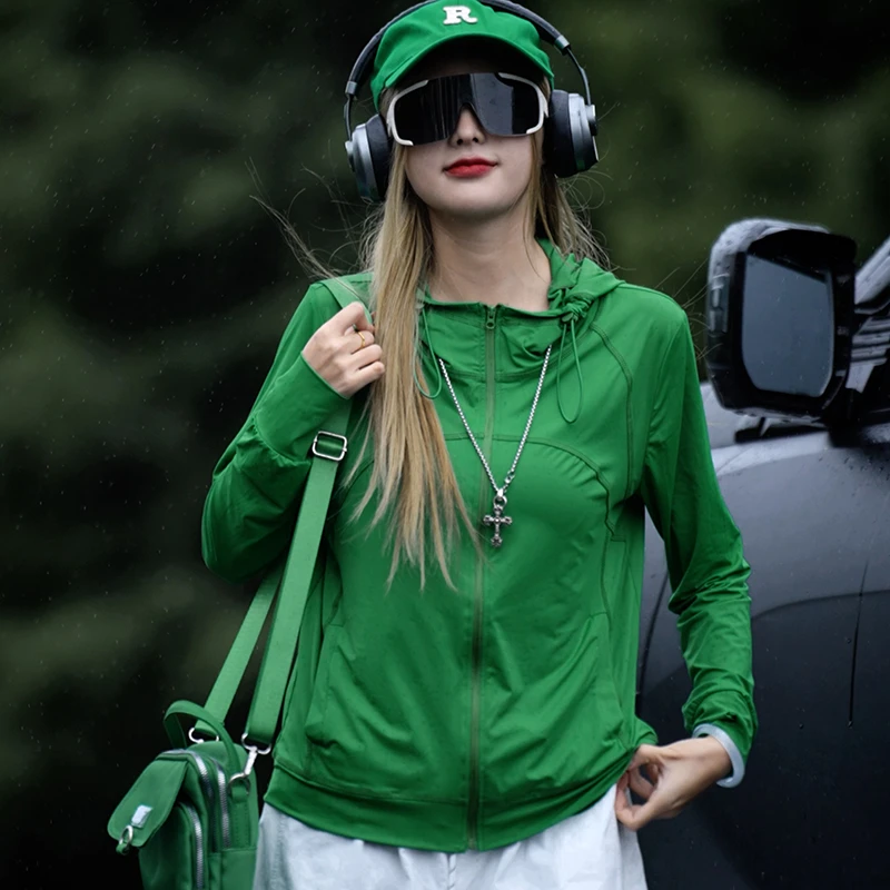 DIDORSSBO夏季女款凉感透气洋气防紫外线upf50+连帽短外套F662-65