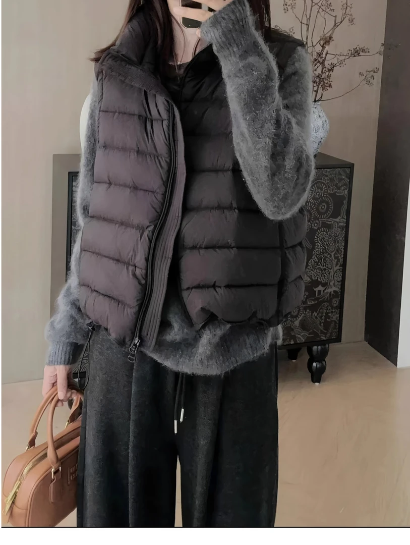 白鸭绒羽绒马甲女短款背心秋冬2025新款韩版宽松高级感小个子坎肩