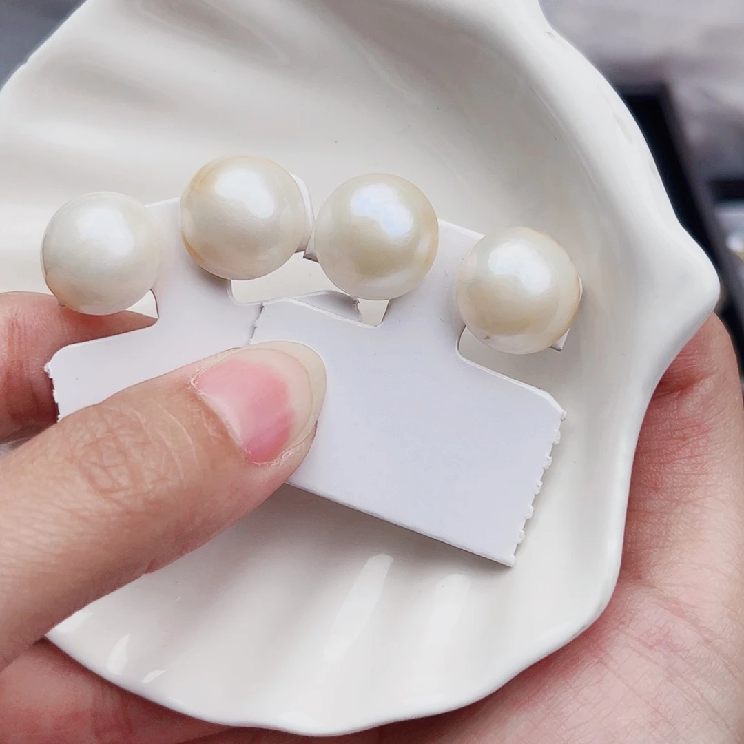 耳饰银S925镶嵌拼合珍珠（马贝珠）