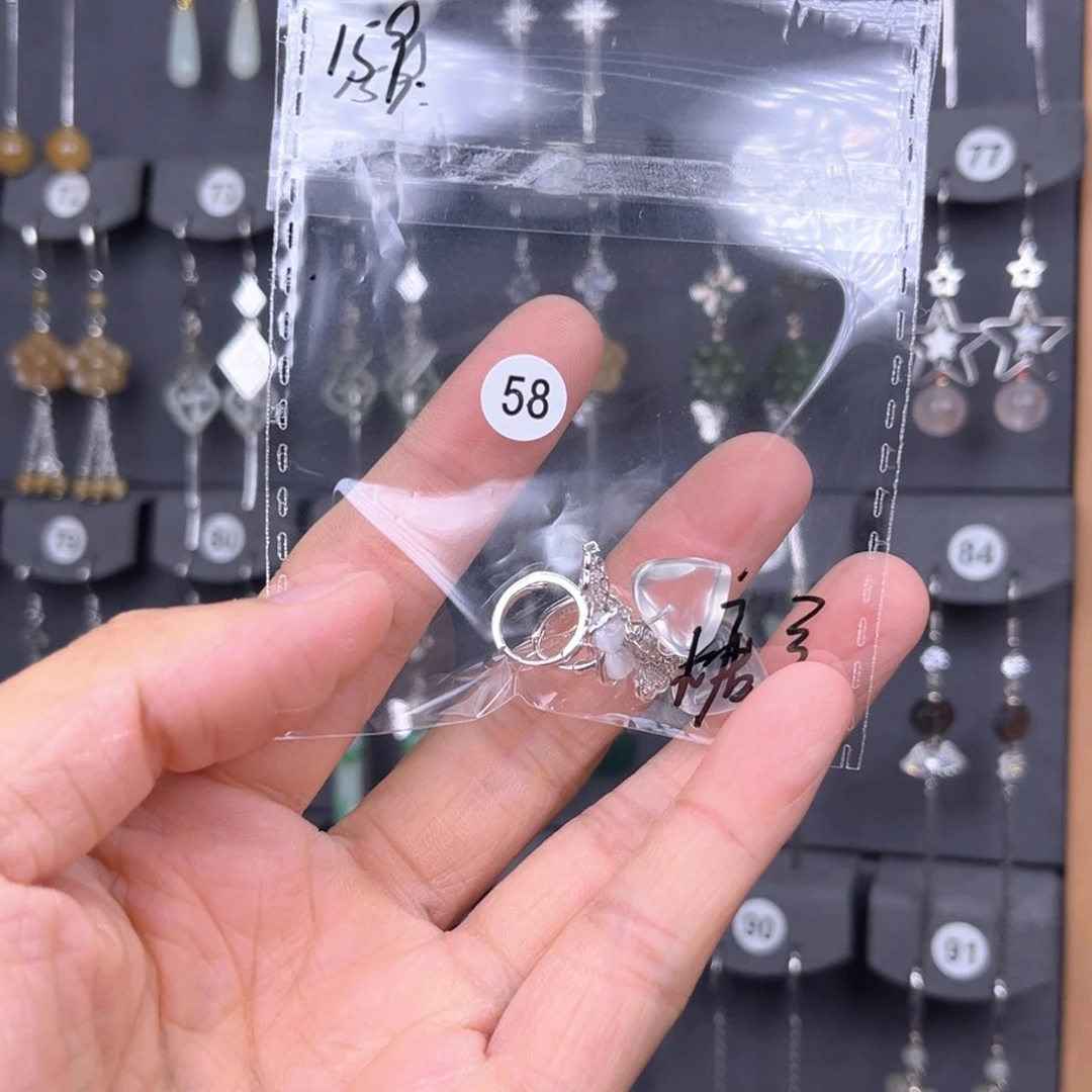 水晶耳饰银S925镶嵌小***豆
