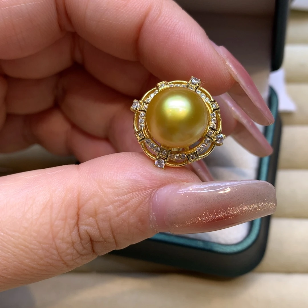 银S925镶嵌戒指海水珍珠