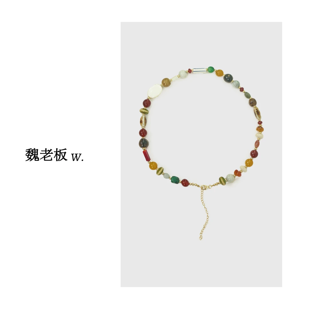 链子925银仿珍珠  W.Diva【绮链】天然玉石S925银时尚项链50J101496