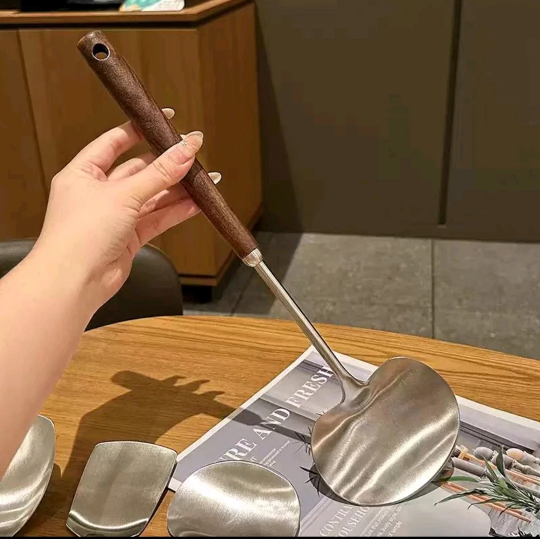 304不锈钢大号胡桃木柄蘑菇铲