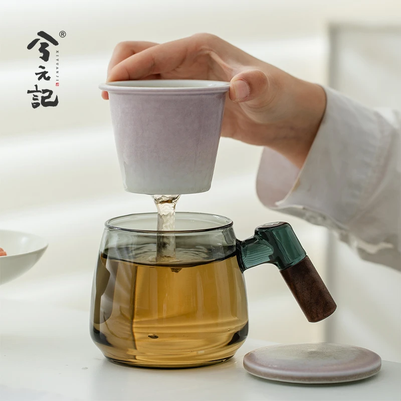 玻璃茶杯茶水分离办公杯泡茶杯子个人专用2025新款马克杯过滤水杯