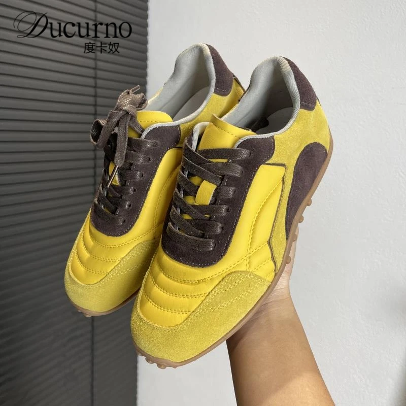 高端！休闲百搭牛角包运动鞋女软底舒适系带阿甘鞋复古德训阿甘鞋