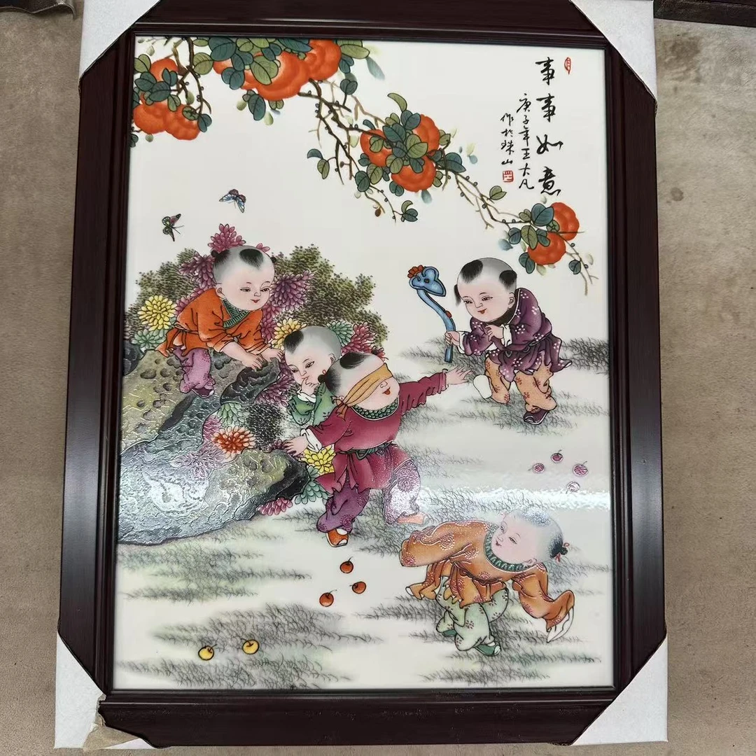 景德镇陶瓷瓷板画 事事如意37x28