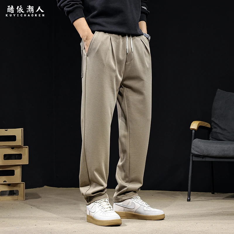 高端莱赛尔休闲裤男士长裤秋季2025新款美式潮牌裤子春秋合身直筒