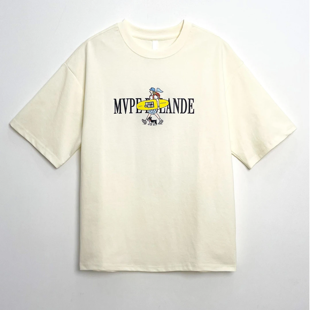 优装良品2025夏季新品情侣短T时尚潮流图案印花高级感圆领T恤8159