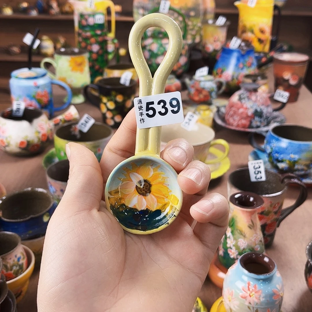 纯纯油画风茶盘纯纯莫奈油画风瓢羹