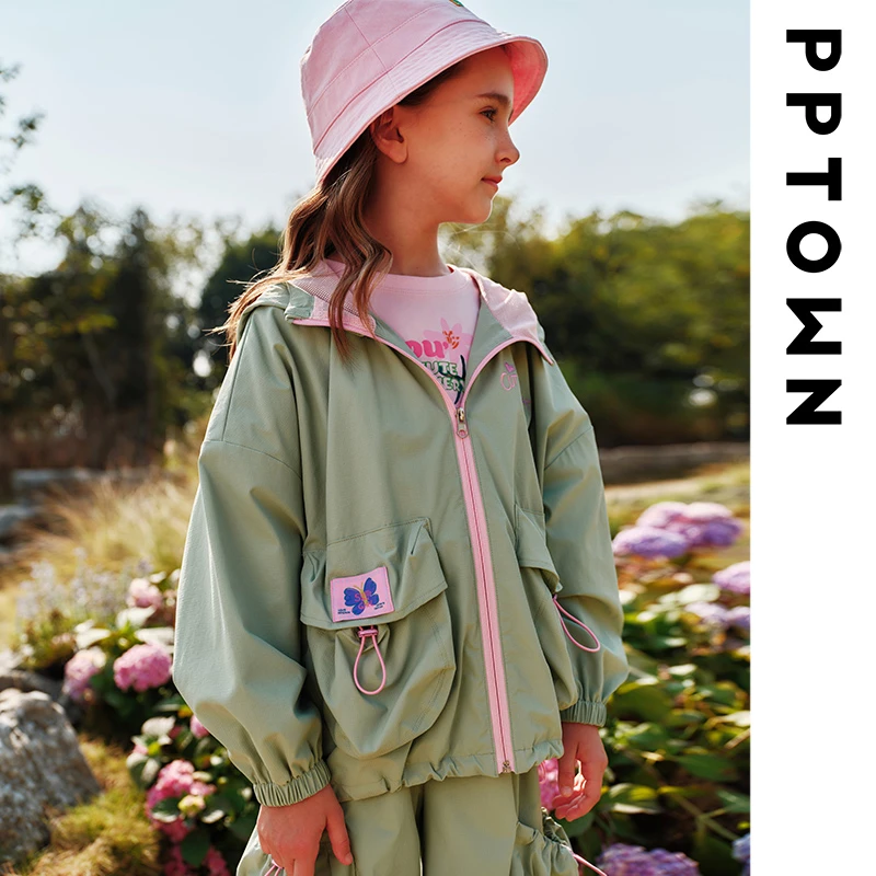 女童春夏2025新款连帽休闲洋气时尚宽松风衣巴巴小镇12999