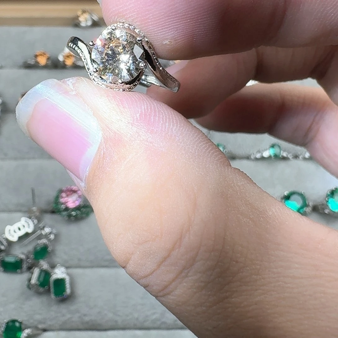 芙蓉石戒指银S925镶嵌