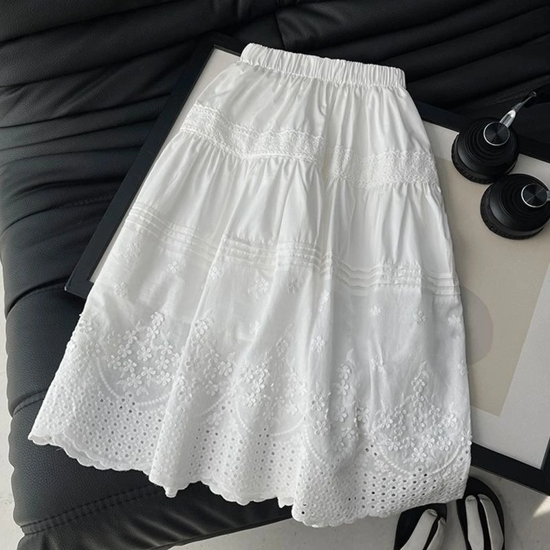 女童刺绣半身裙夏季2025新款潮儿童花边裙子夏装女孩百搭短裙洋气