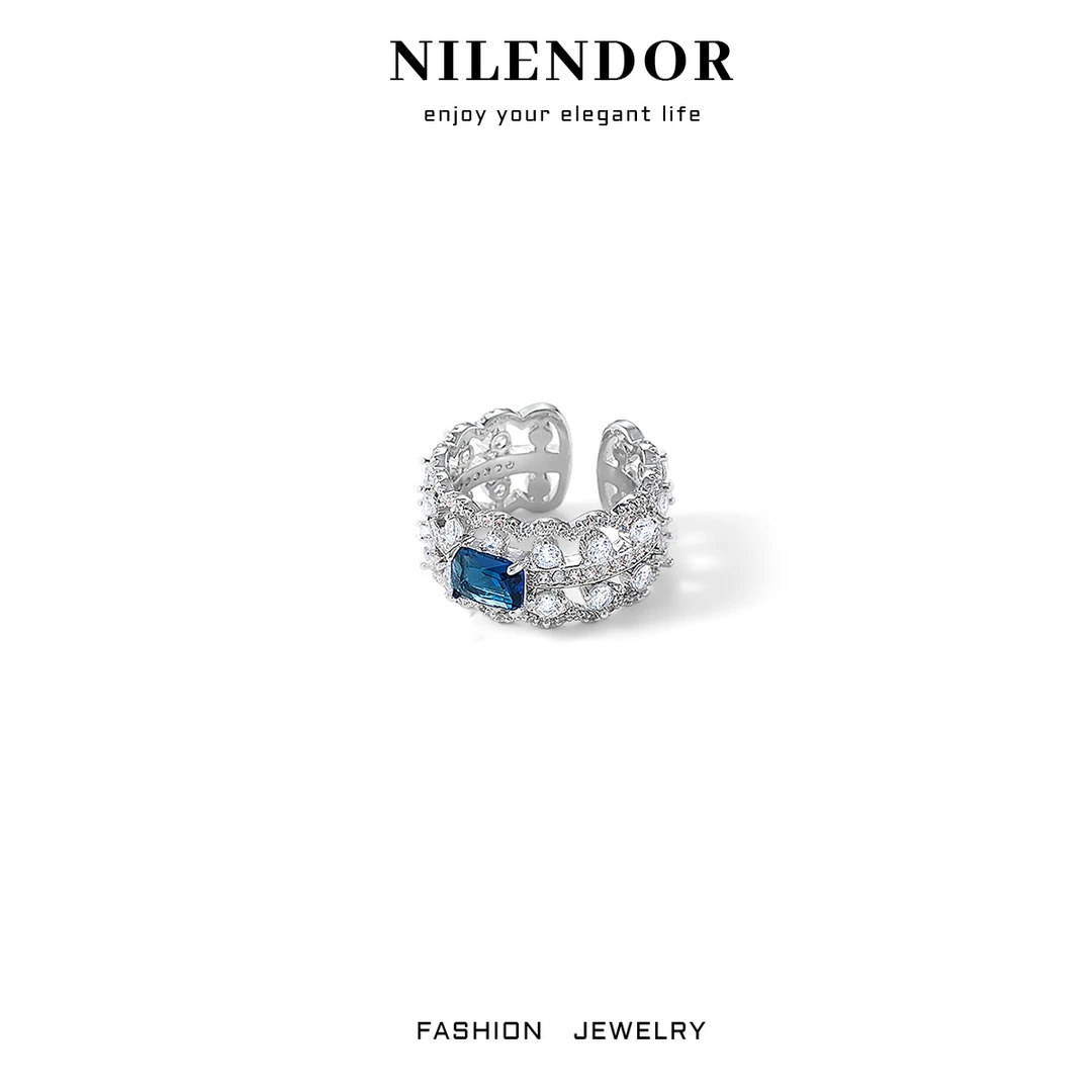 铜合金合成锆石戒指 D-98气质蕾丝镂空满镶戒指