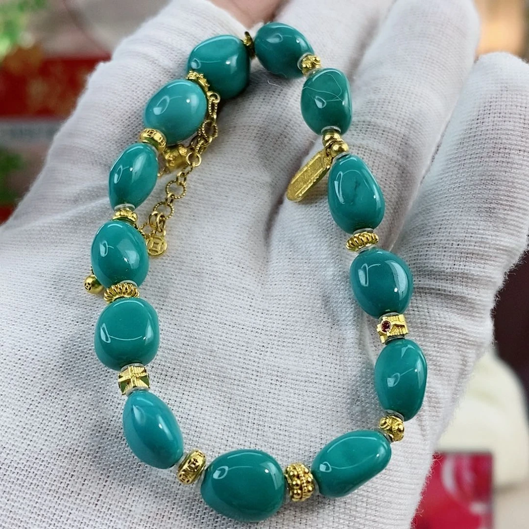 绿松石珠宝奇石18K金镶嵌