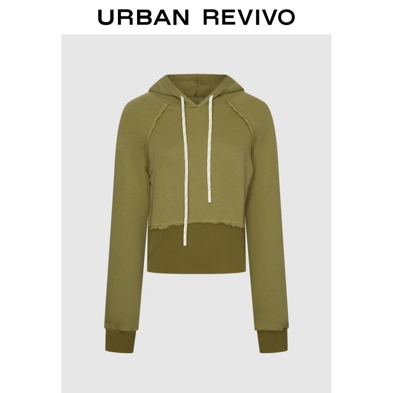 UR2026春季新款女装休闲连帽抽绳撞色拼接卫衣UYV450263