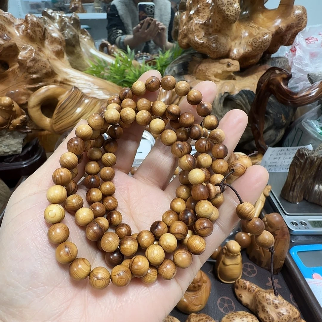 柏木（崖柏）太行崖柏黑油骨料0.8瑕疵108颗闻香手串