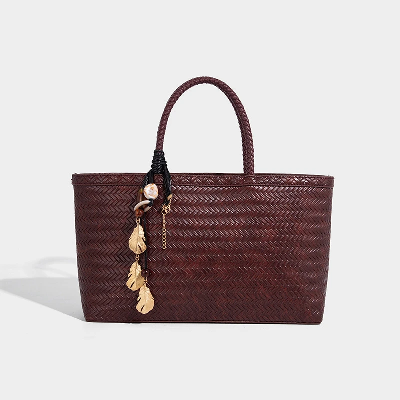 轻奢通勤编织大容量菜篮子包托特包包时尚2025新款百搭大包单肩包