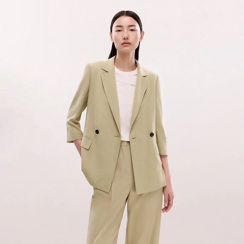【商场同款】2025年夏新款高级感气质西装外套通勤商务七分袖西服女
