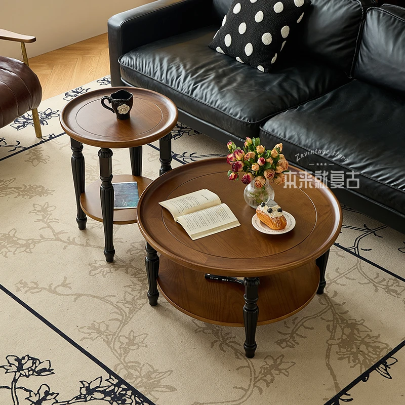 本来就复古/雅比茶几/法式复古大小茶几组合中古风客厅双层小边几