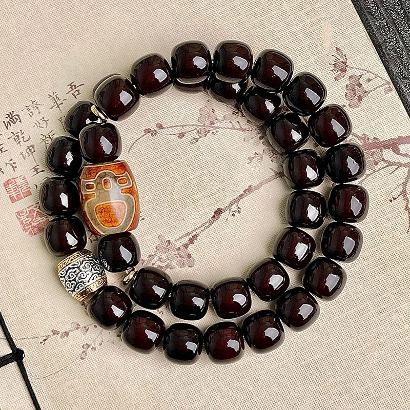 黑金菩提根手串36颗算盘珠文玩