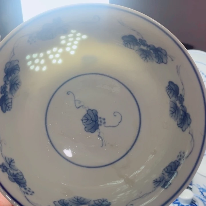 青花玲珑7寸面碗葡萄