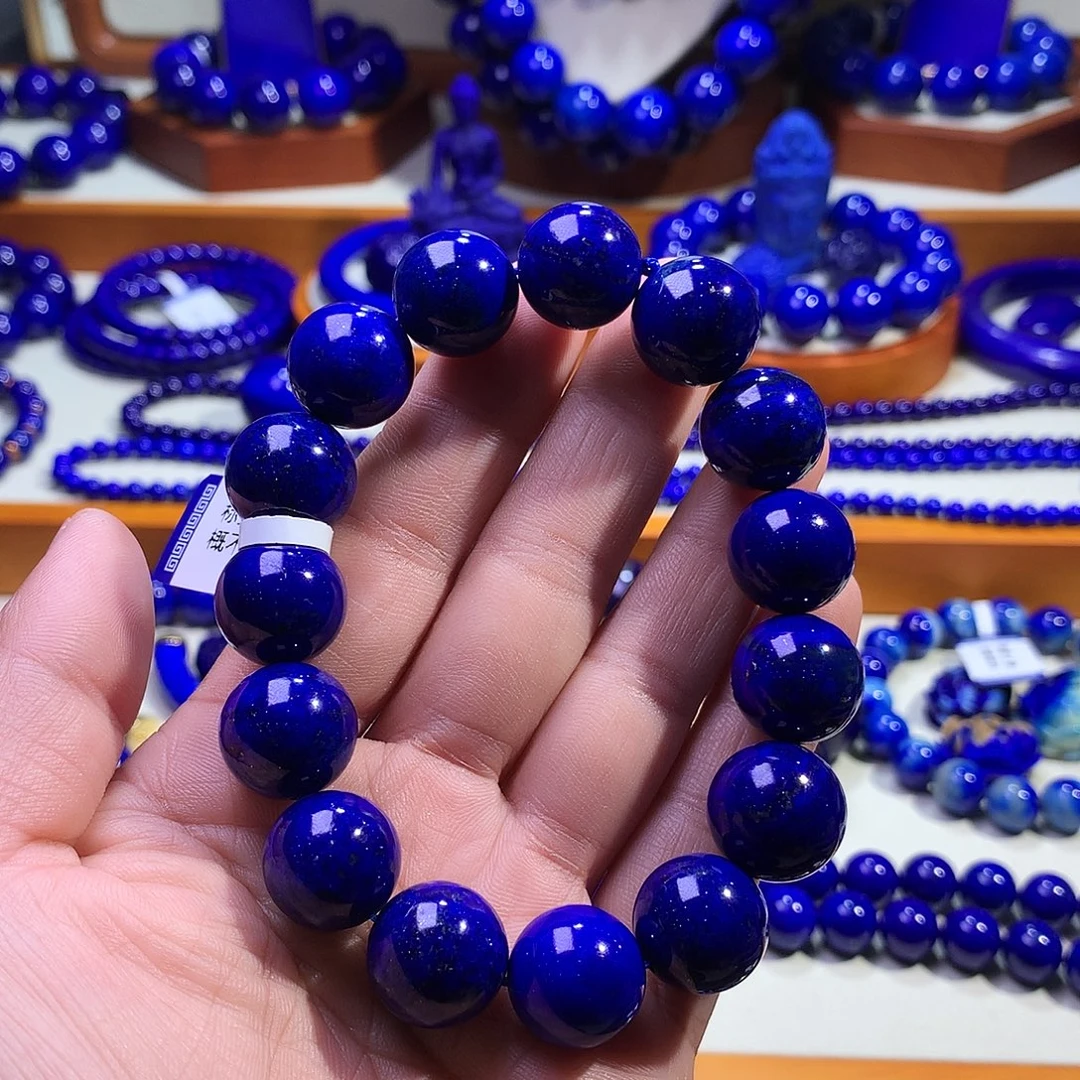 青金石未镶嵌手串14.5m老矿料大漏款6453