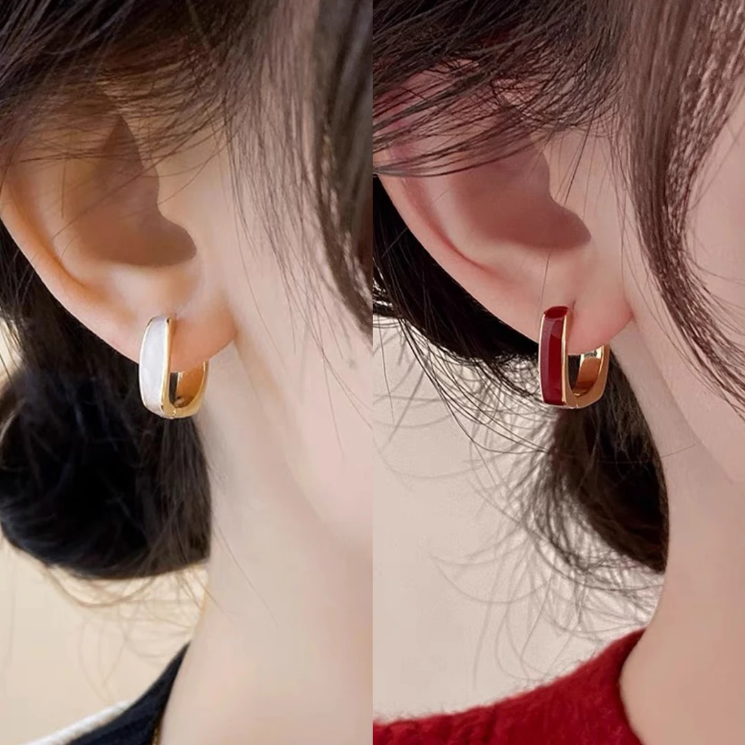 铜合金耳饰 几何2对装耳环女气质复古简约耳钉耳圈小众耳饰E1067