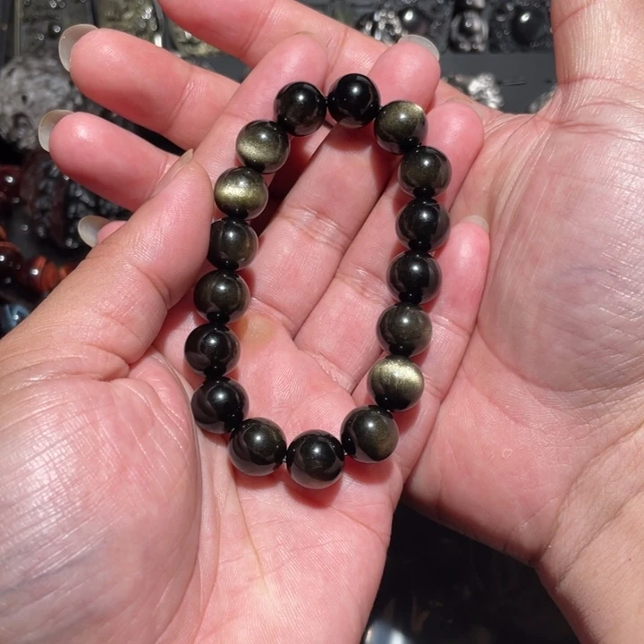 黑曜岩手串未镶嵌也***菜