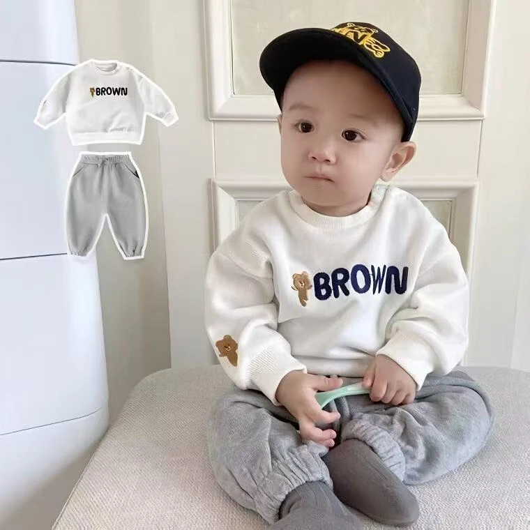 婴儿外出服春秋款套装卡通可爱超萌洋气男宝宝衣服卫衣两件套冬装