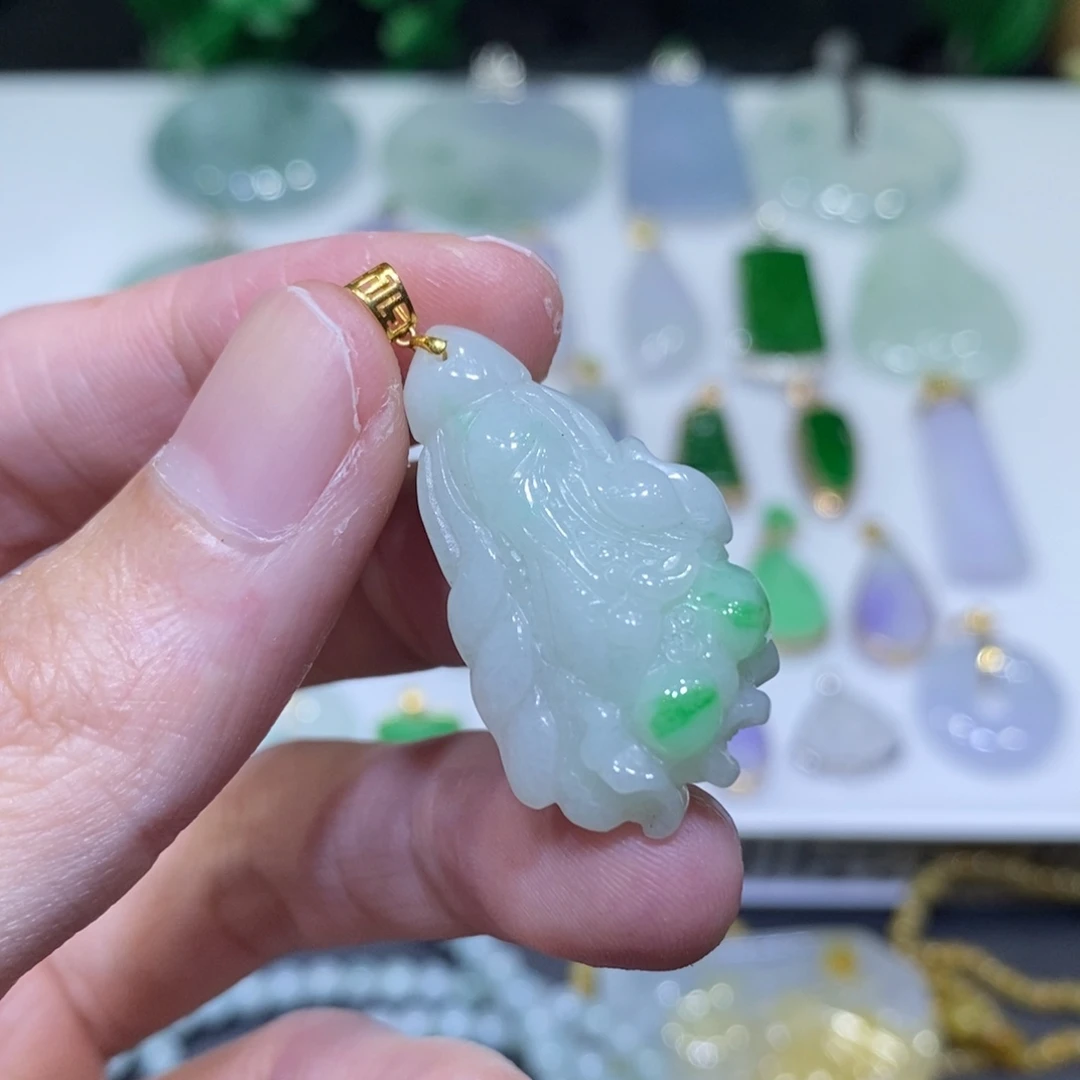 翡翠18K金镶嵌吊坠(不含链)