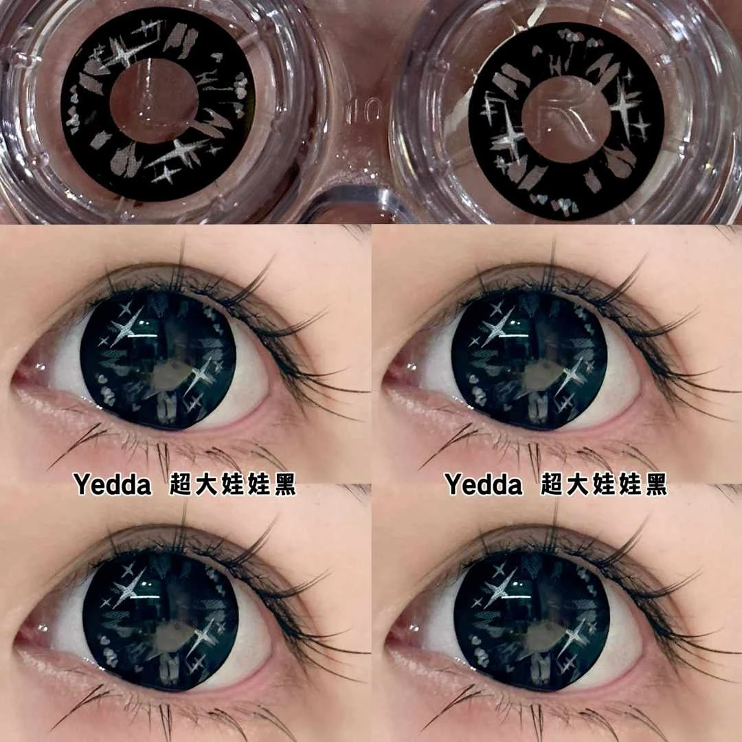Yedda超大娃娃黑 超大娃娃棕年抛不伤眼睛超大直径美瞳隐形眼镜