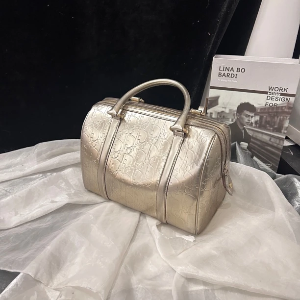 95新 DIOR/迪奥 Dior金色波士顿包