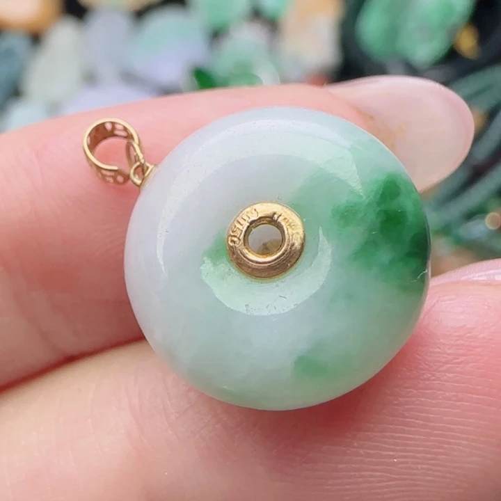 翡翠18K金镶嵌颈饰天然A货798