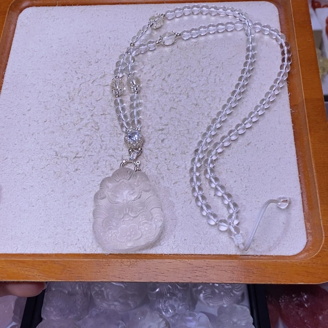 未镶嵌颈饰水晶许愿狐牌吊坠 送链子