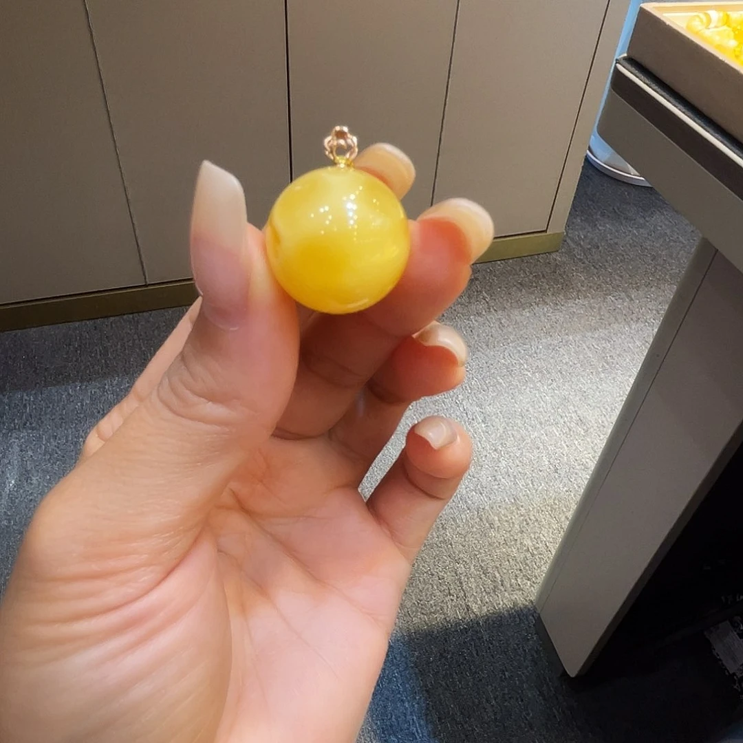 18K金镶嵌琥珀珠宝奇石圆珠