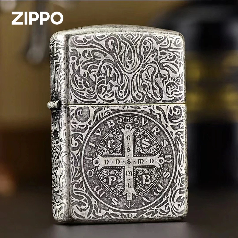 ZIPPO/之宝打火机仿古银康斯坦丁复古盔甲煤油防风男士礼物- DYJ1