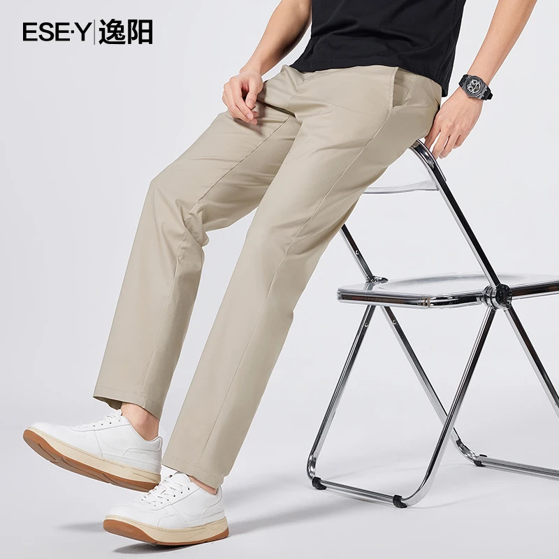 逸阳莱赛尔凉感休闲裤男易打理免烫时尚西裤商务男士薄款长裤1988