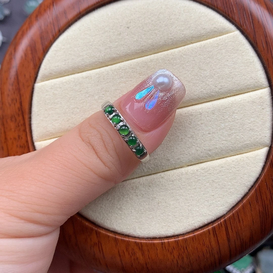 6***利翡翠戒指银S925镶嵌