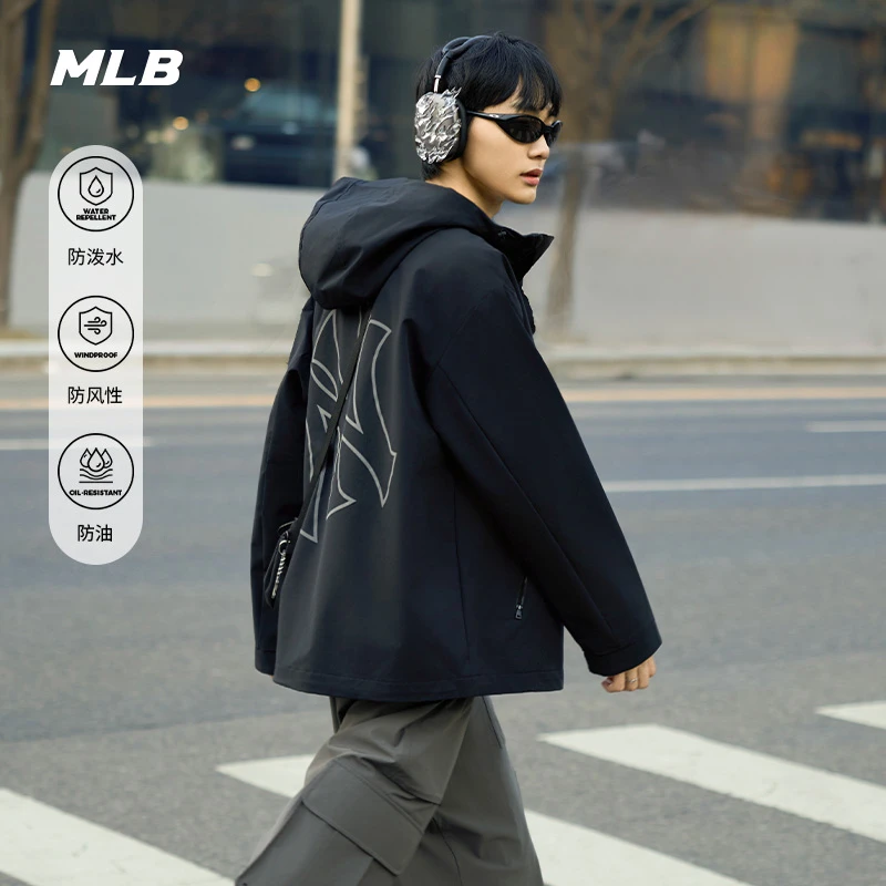 MLB官方 流光风大LOGO连帽防泼水防风夹克外套25秋季新款WJB03