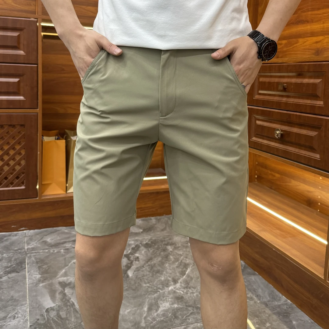 24098夏季新款2025男士百搭修身直筒多色休闲西裤版型薄款短裤