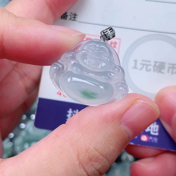 翡翠18K金镶嵌吊坠(不含链)一刀切小佛公