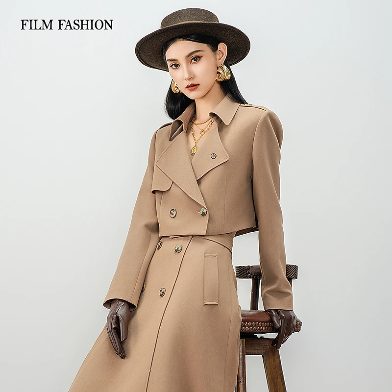 一电影一时装2026春季新款短外套翻领长袖高腰修身女士FGWT112335