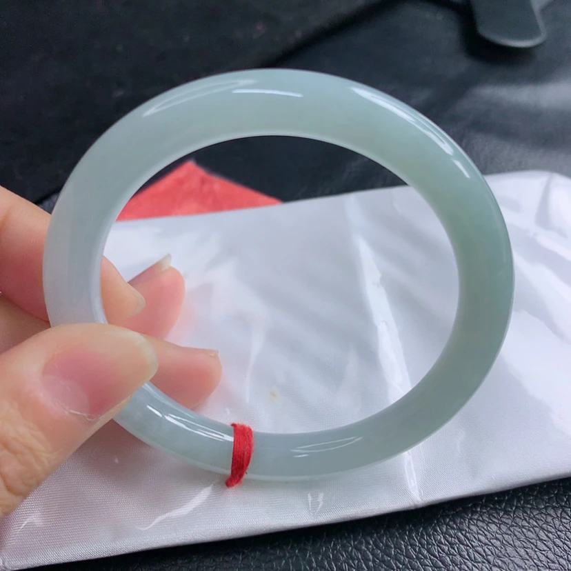 56.6圈缅甸天然翡翠A货冰晴圆条手镯时尚百搭女款美人条玉镯