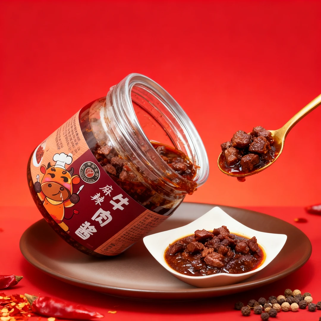 0防腐更健康大颗牛肉粒麻辣牛肉酱吃起来超爽拌菜拌面下饭利器