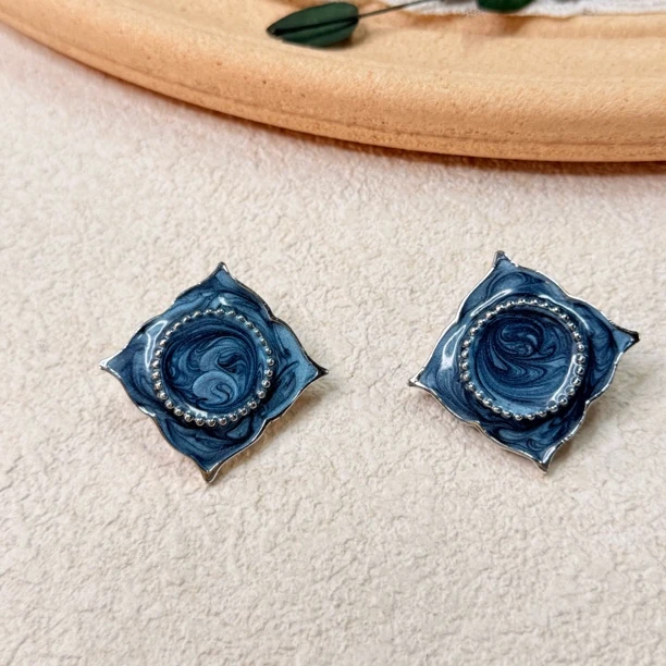 铜合金珐琅耳饰 【六六中古】孤品复古耳夹th7993