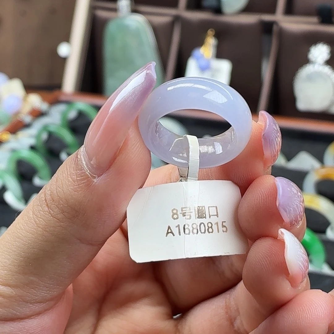 翡翠未镶嵌戒指紫翡